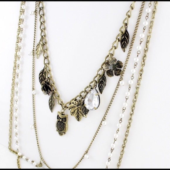 4 layer bohemian statement charm necklace - Picture 5 of 7